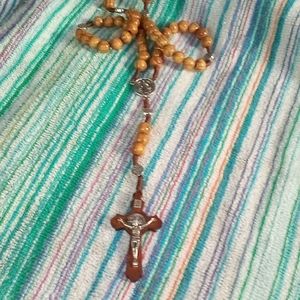 Beaded cross pendant necklace